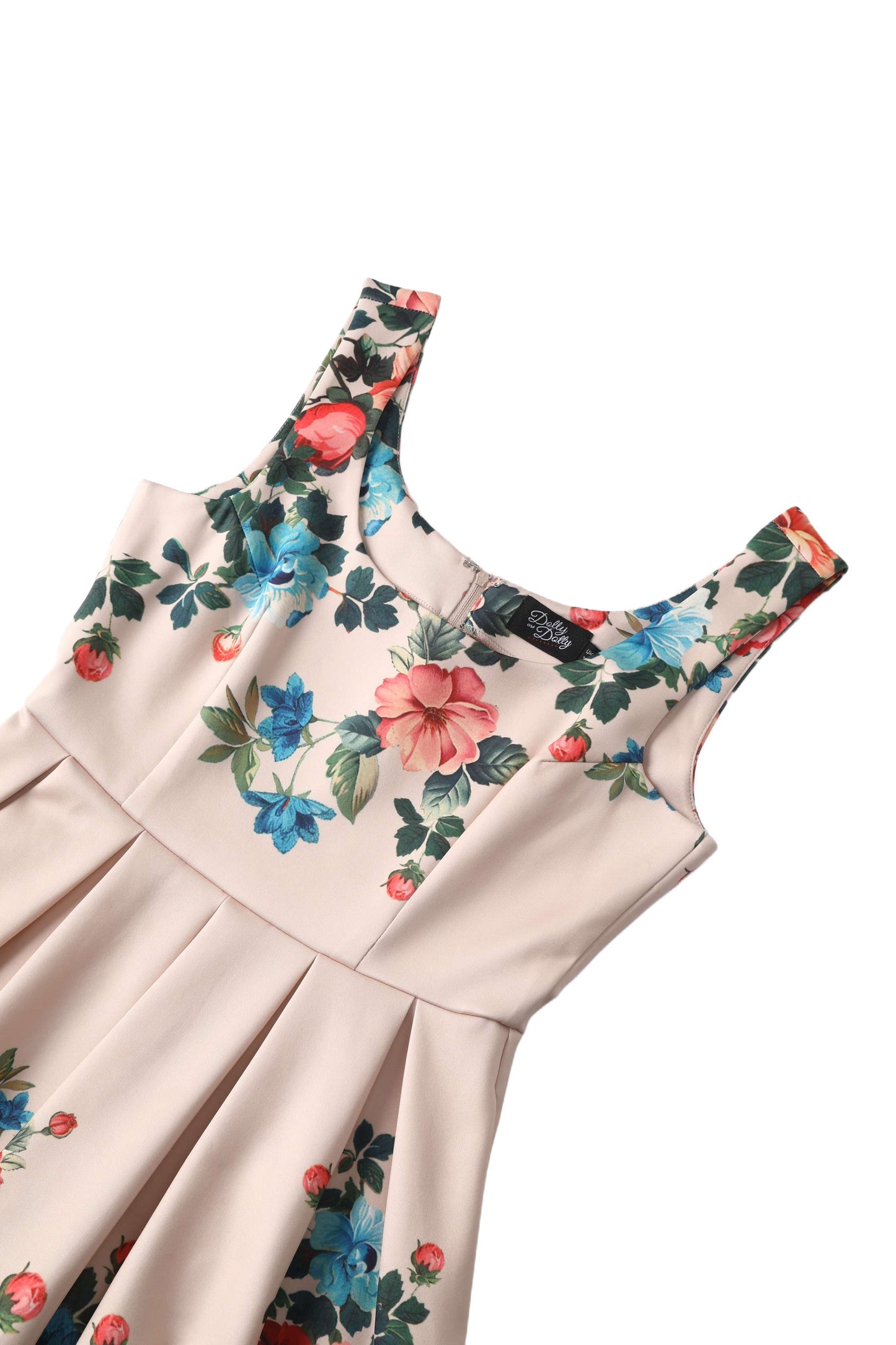 Amanda Victorian Floral Dress In Beige