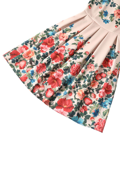 Amanda Victorian Floral Dress In Beige