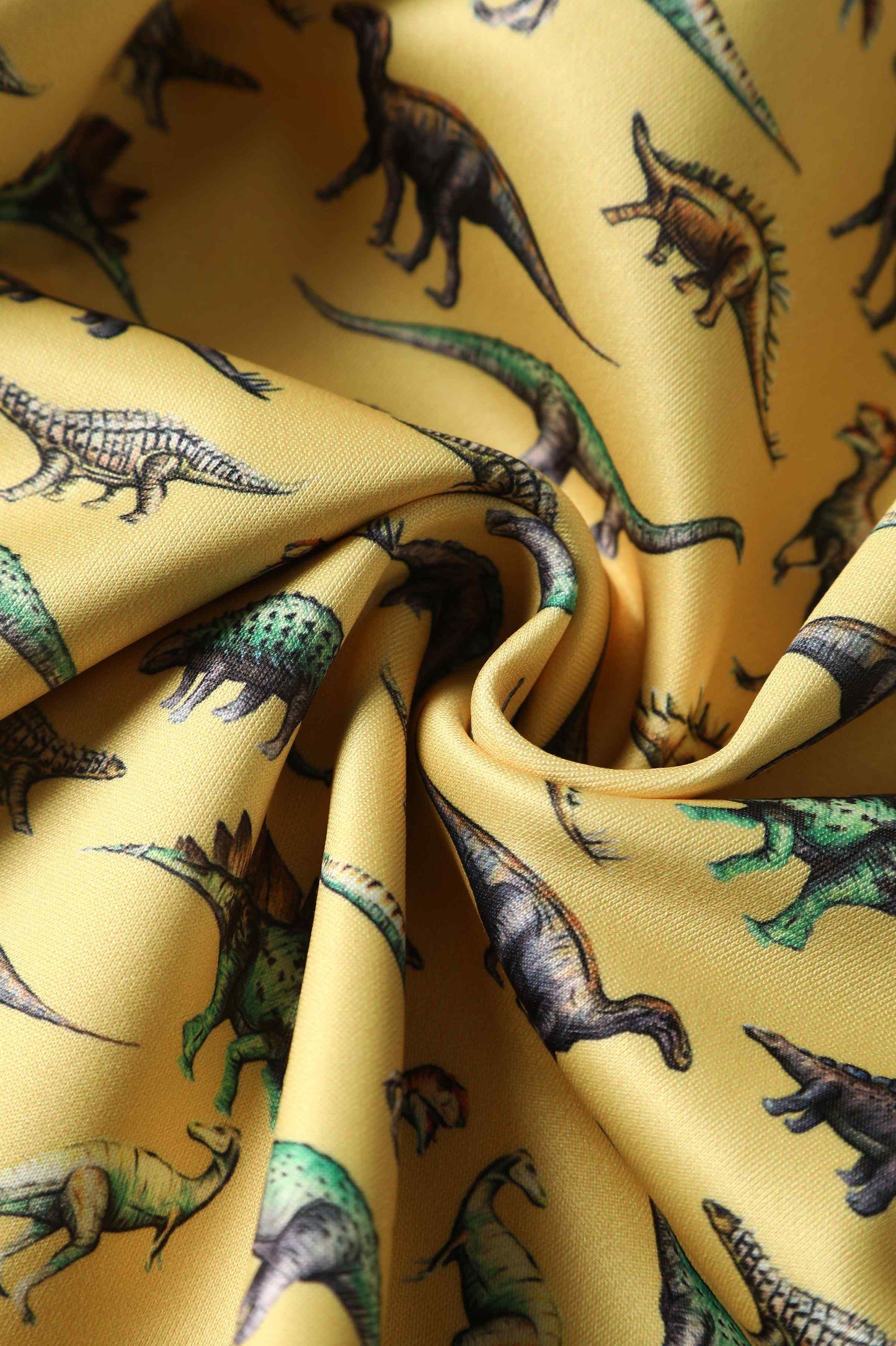 Amanda Yellow Antique Dinosaur Flared Dress