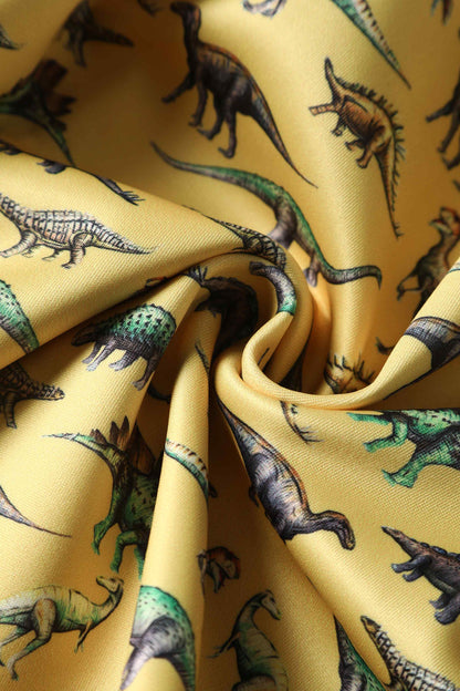 Amanda Yellow Antique Dinosaur Flared Dress