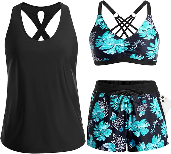 3 Piece Tankini with Shorts🔥