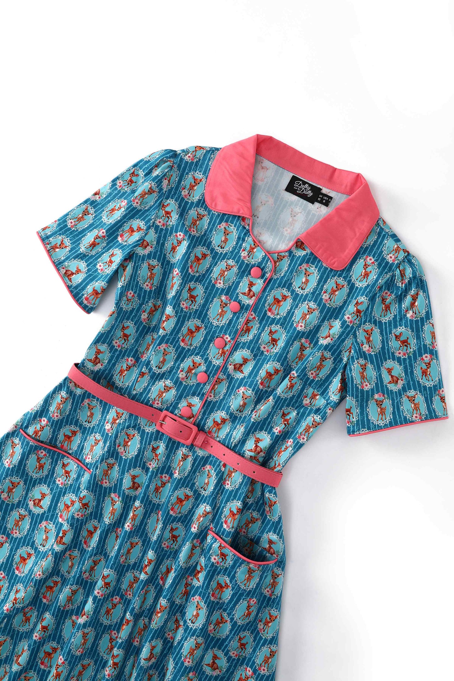 Mabel Baby Deer Midi Shirt Dress In Blue
