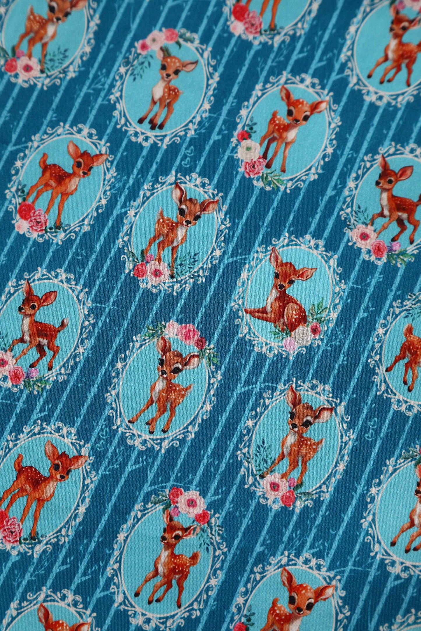 Mabel Baby Deer Midi Shirt Dress In Blue