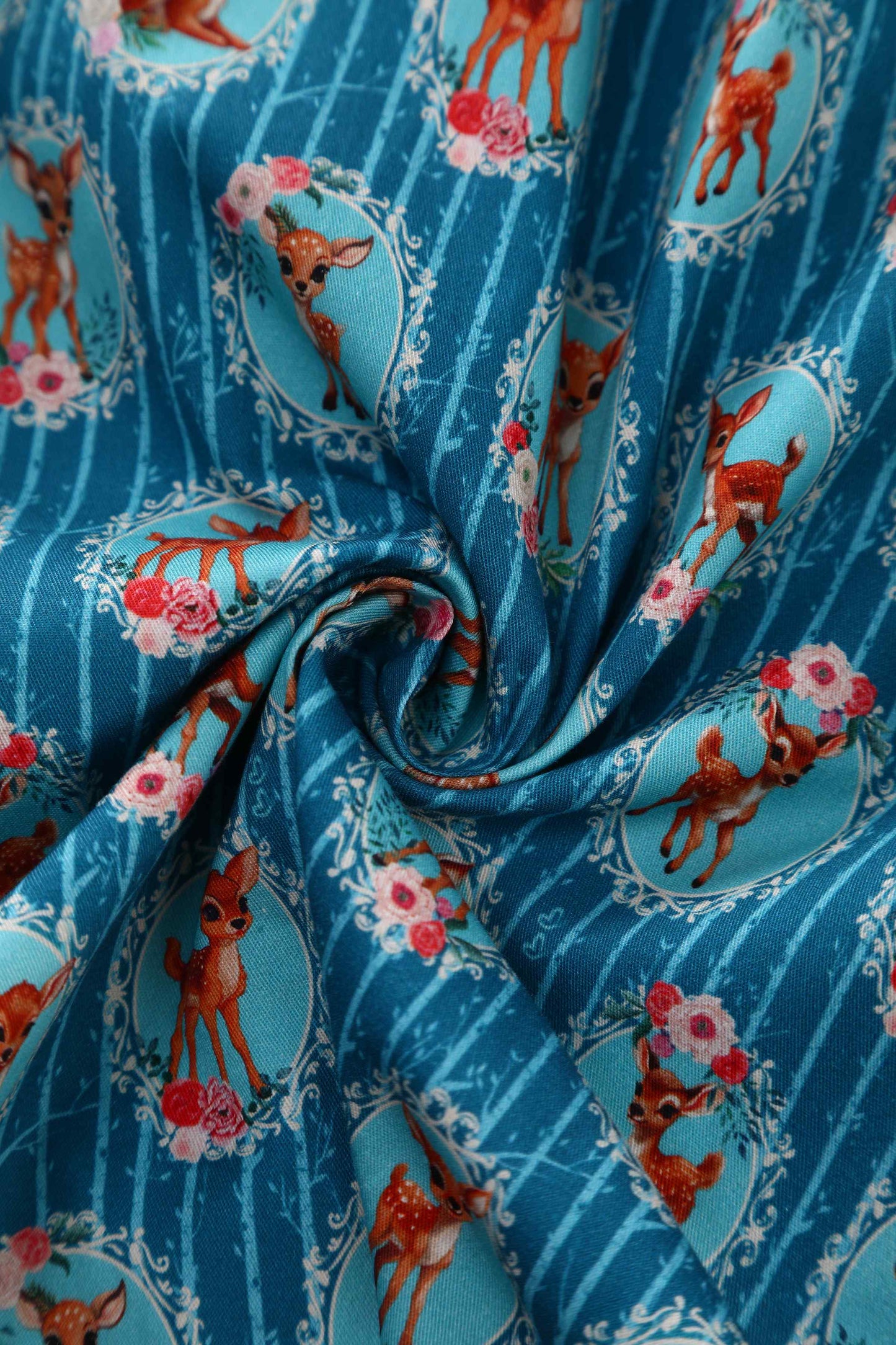 Mabel Baby Deer Midi Shirt Dress In Blue