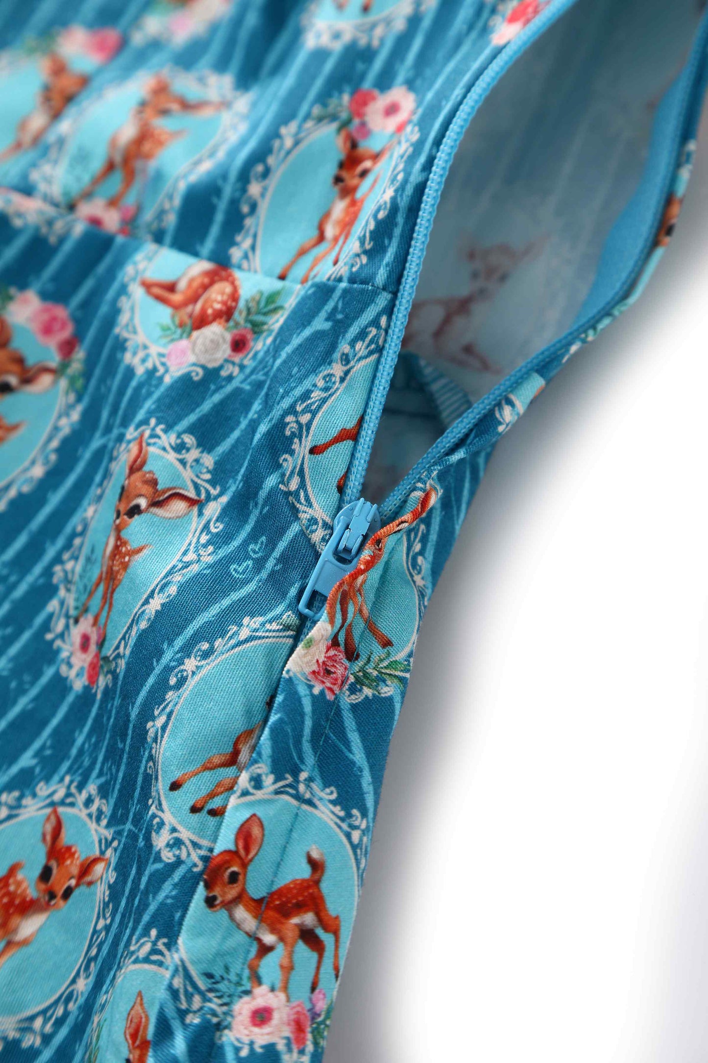 Mabel Baby Deer Midi Shirt Dress In Blue