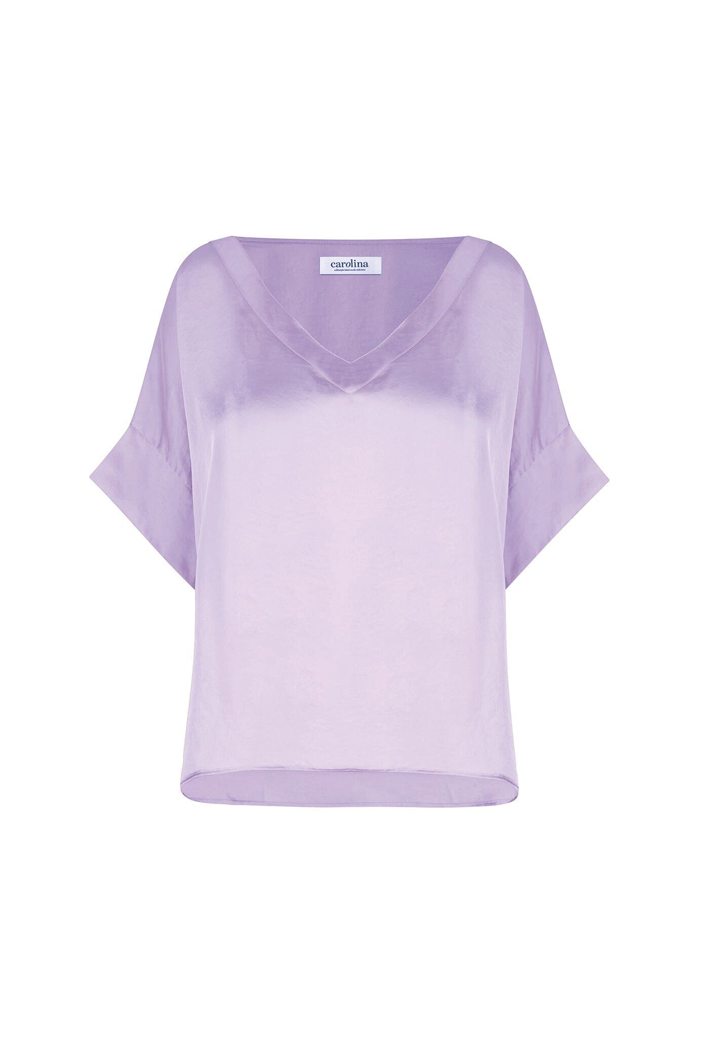 Bianca Short Sleeve Top Lavender with V Neck