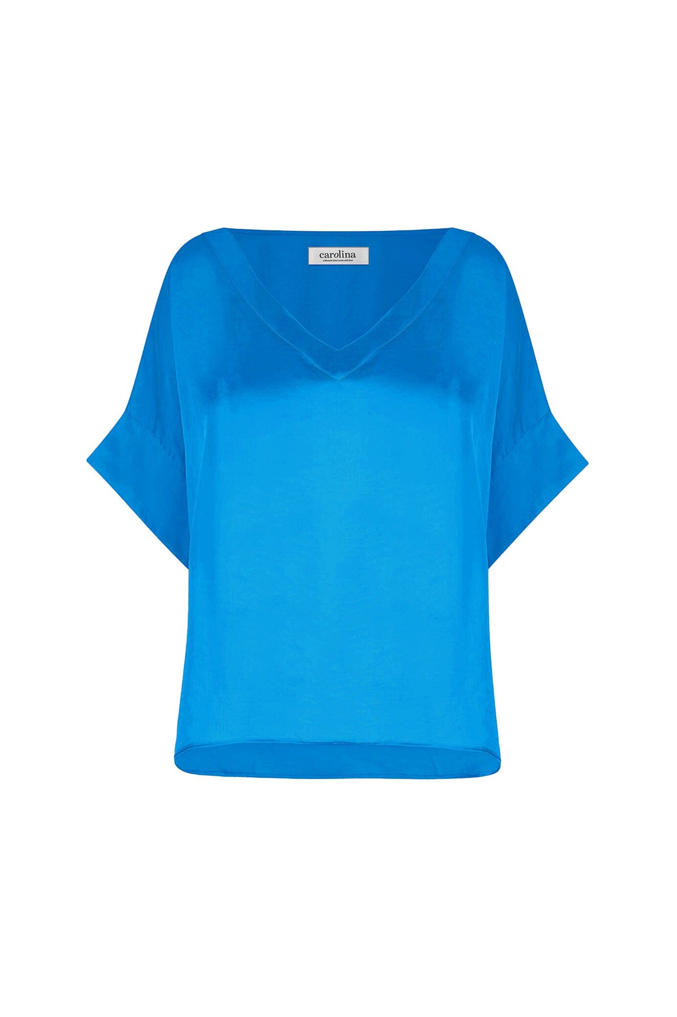 Bianca Short Sleeve Top Cobalt with V Neck