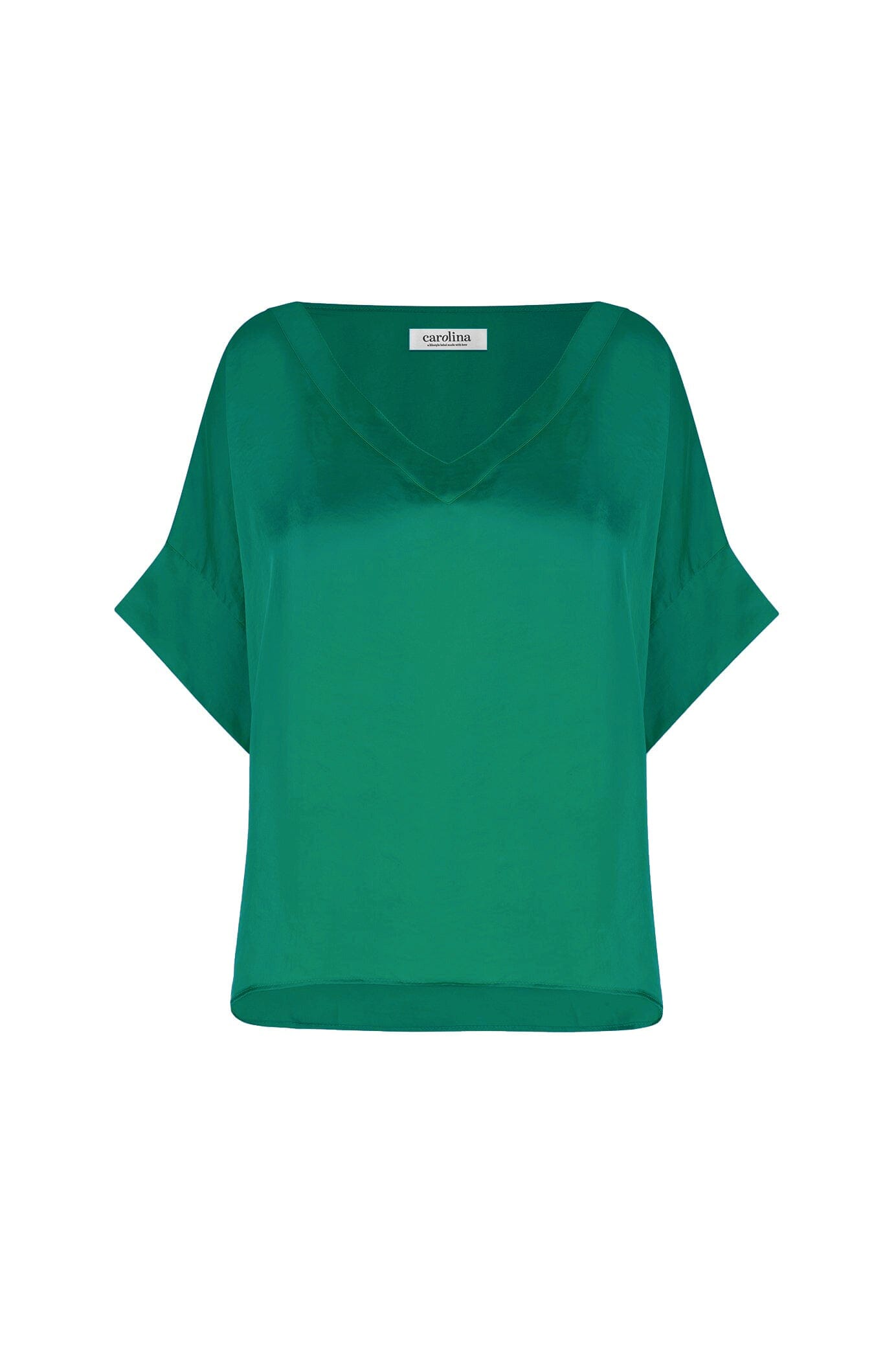 Bianca Short Sleeve Top Emerald with V Neck