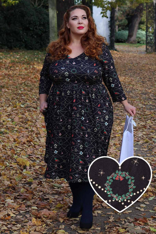 Billie Christmas Print Long Sleeved Dress