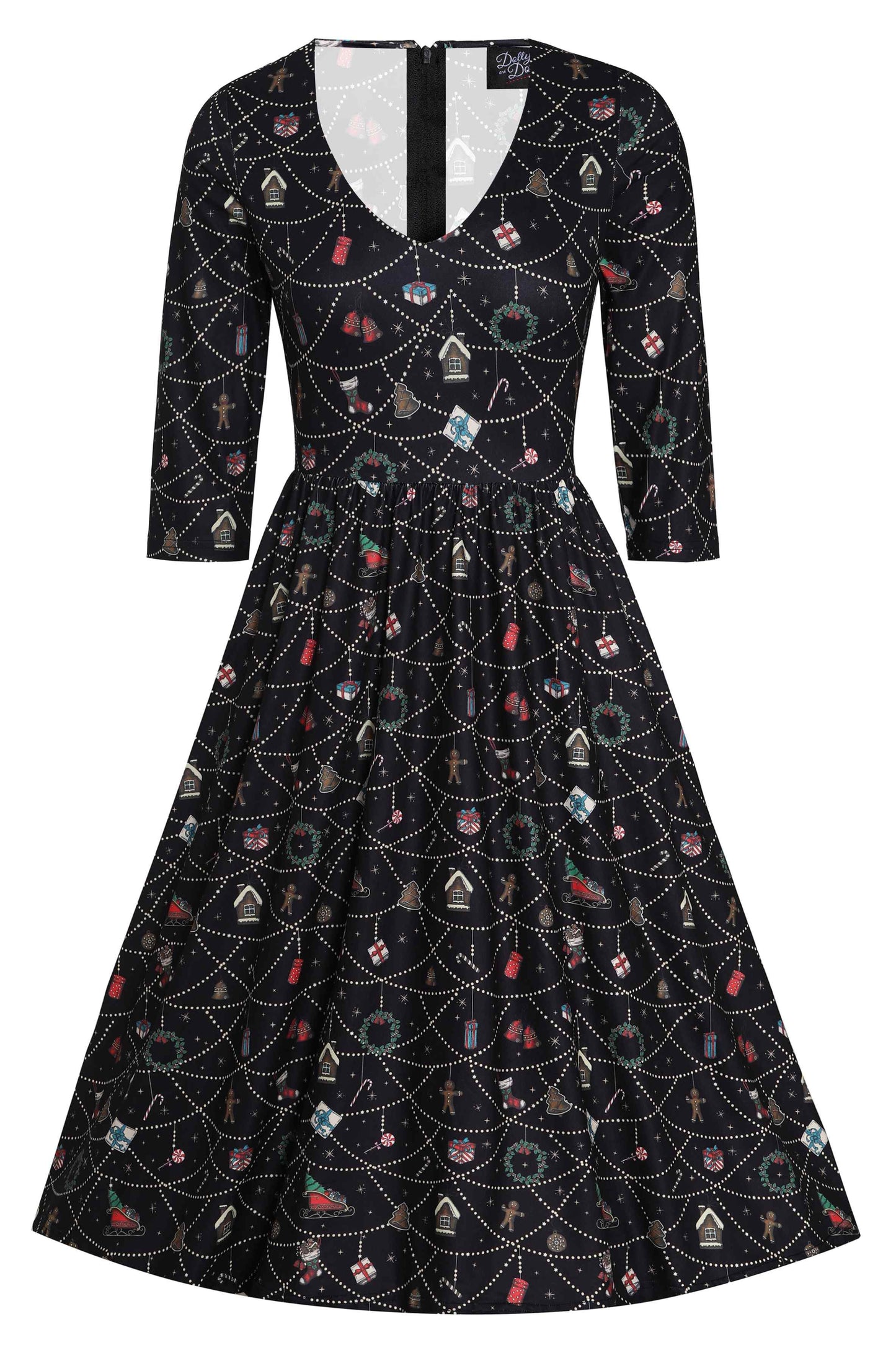 Billie Christmas Print Long Sleeved Dress