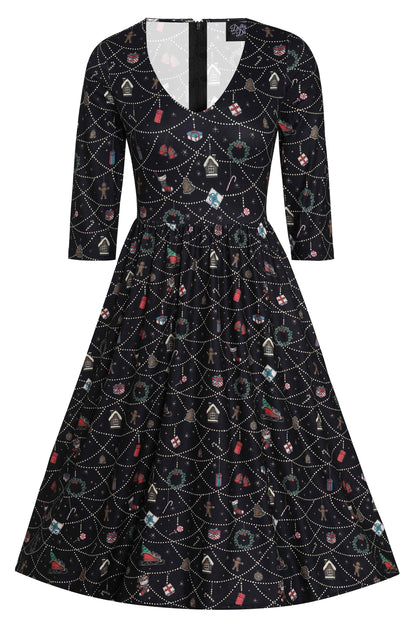 Billie Christmas Print Long Sleeved Dress