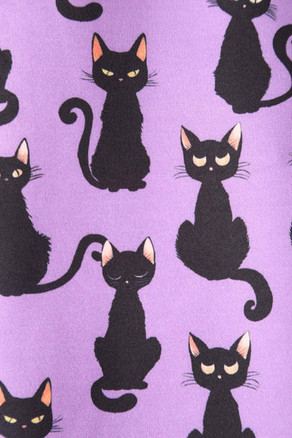 Darla Black Cat Roll Collar Wiggle Dress In Purple