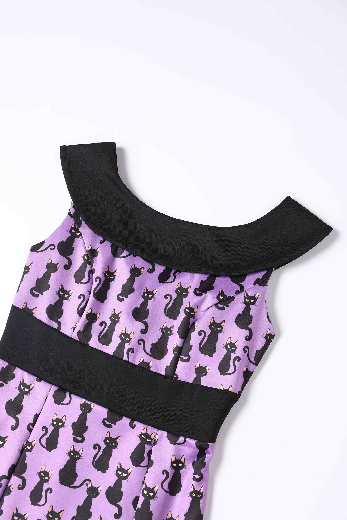 Darla Black Cat Roll Collar Wiggle Dress In Purple