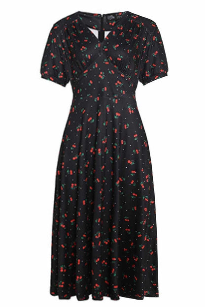 Julia Retro Black Cherry Tea Dress