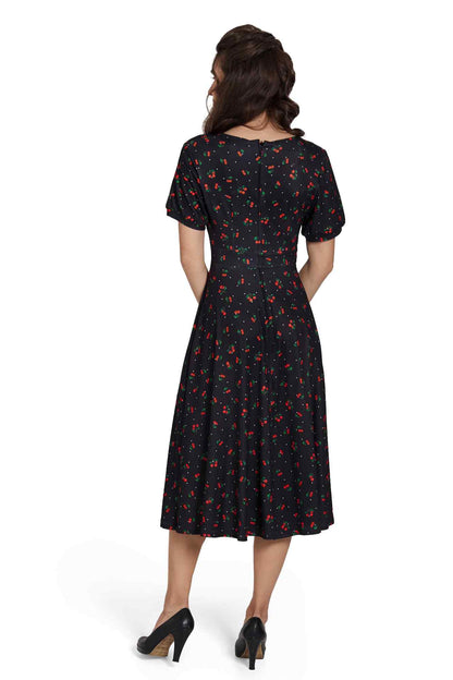 Julia Retro Black Cherry Tea Dress