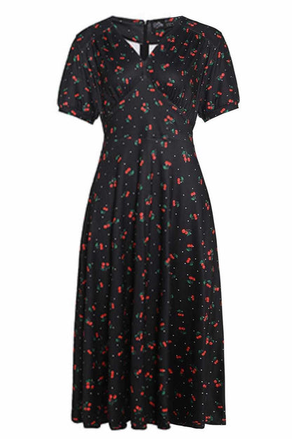 Julia Black Cherry Sleeved Dress