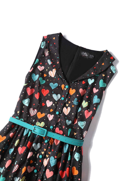 Maverick Black Colourful Heart Shirt Dress