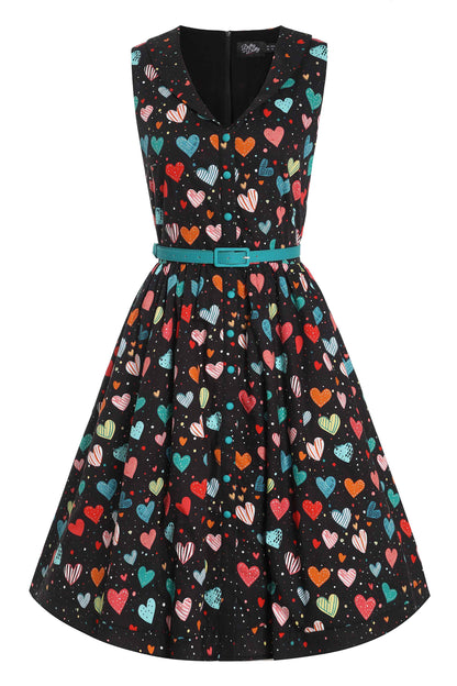 Maverick Black Colourful Heart Shirt Dress