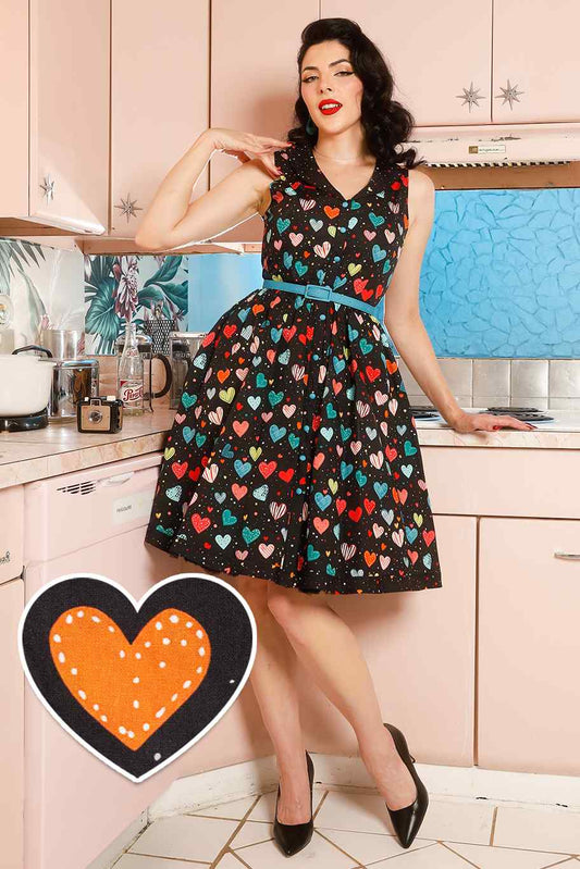 Maverick Black Colourful Heart Shirt Dress
