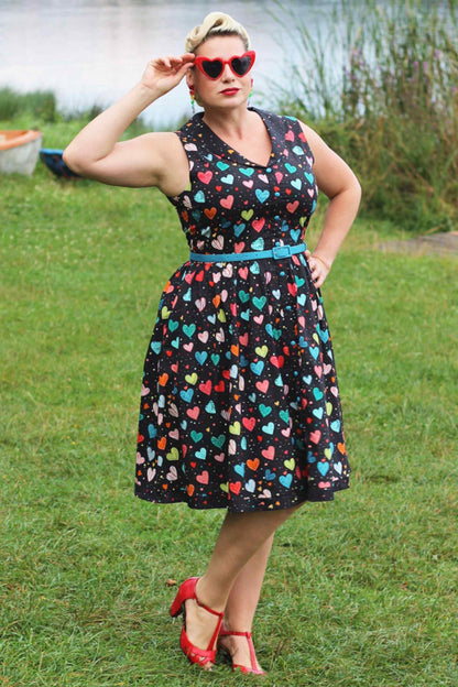 Maverick Black Colourful Heart Shirt Dress