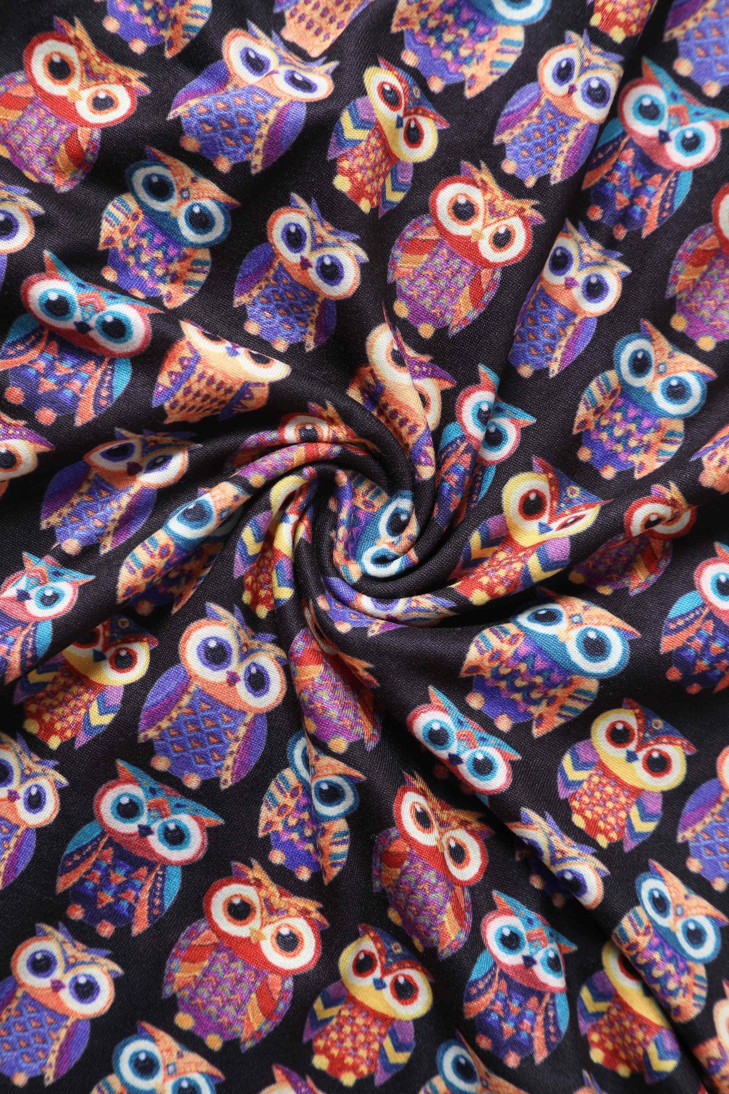 Julia Black Midi Dress in Aztec Owl Print