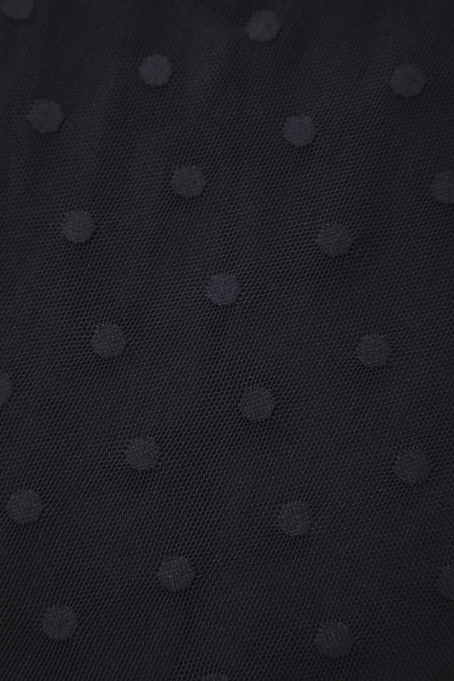 Dorothea Black Polka Dot Mesh Halter Dress
