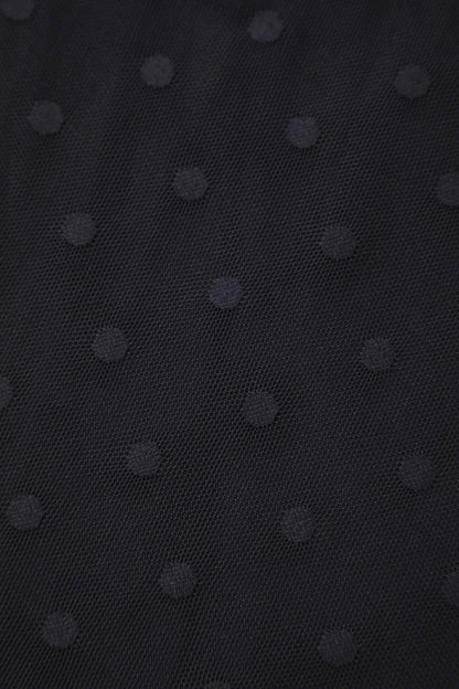 Dorothea Black Polka Dot Mesh Halter Dress