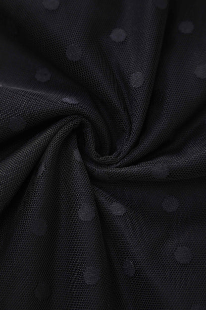 Dorothea Black Polka Dot Mesh Halter Dress