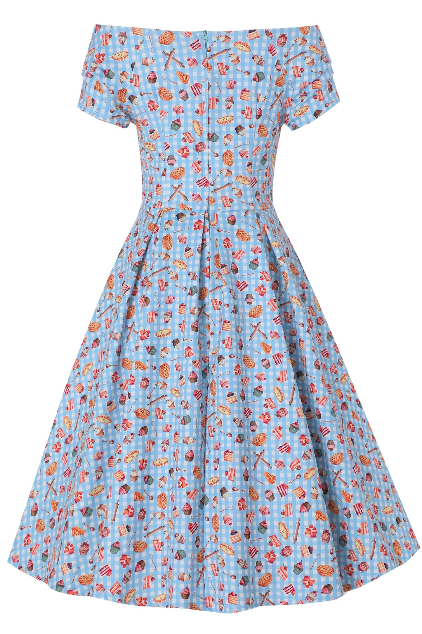 Lily Blue Gingham Off Shoulder Dress In Baking Print