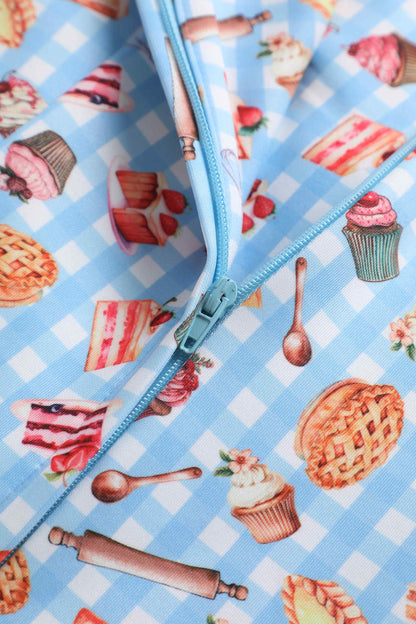 Lily Blue Gingham Off Shoulder Dress In Baking Print