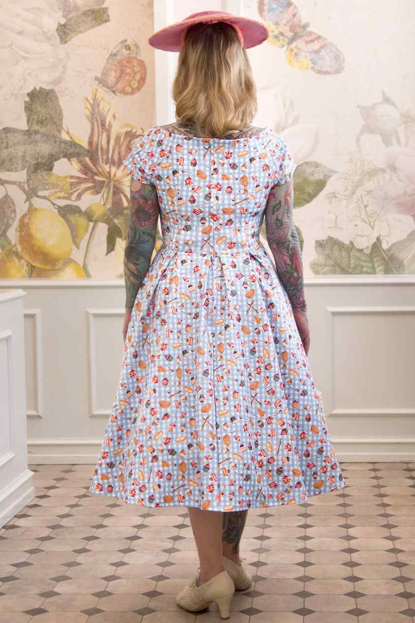 Lily Blue Gingham Off Shoulder Dress In Baking Print