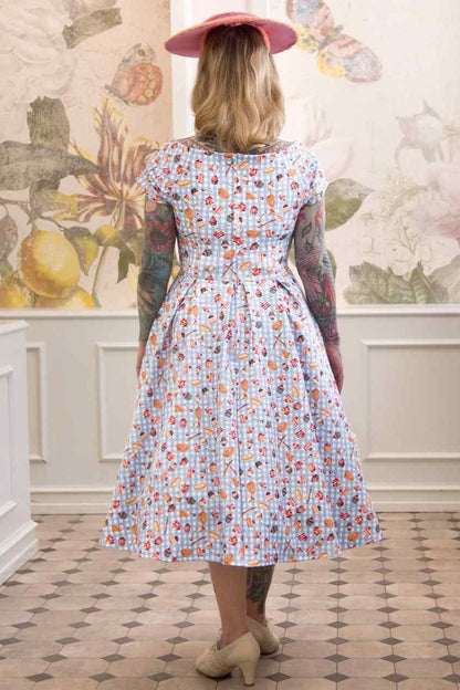 Lily Blue Gingham Off Shoulder Dress In Baking Print