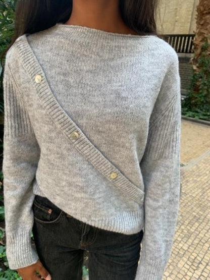 Matilde W knit with decorative buttons - grey