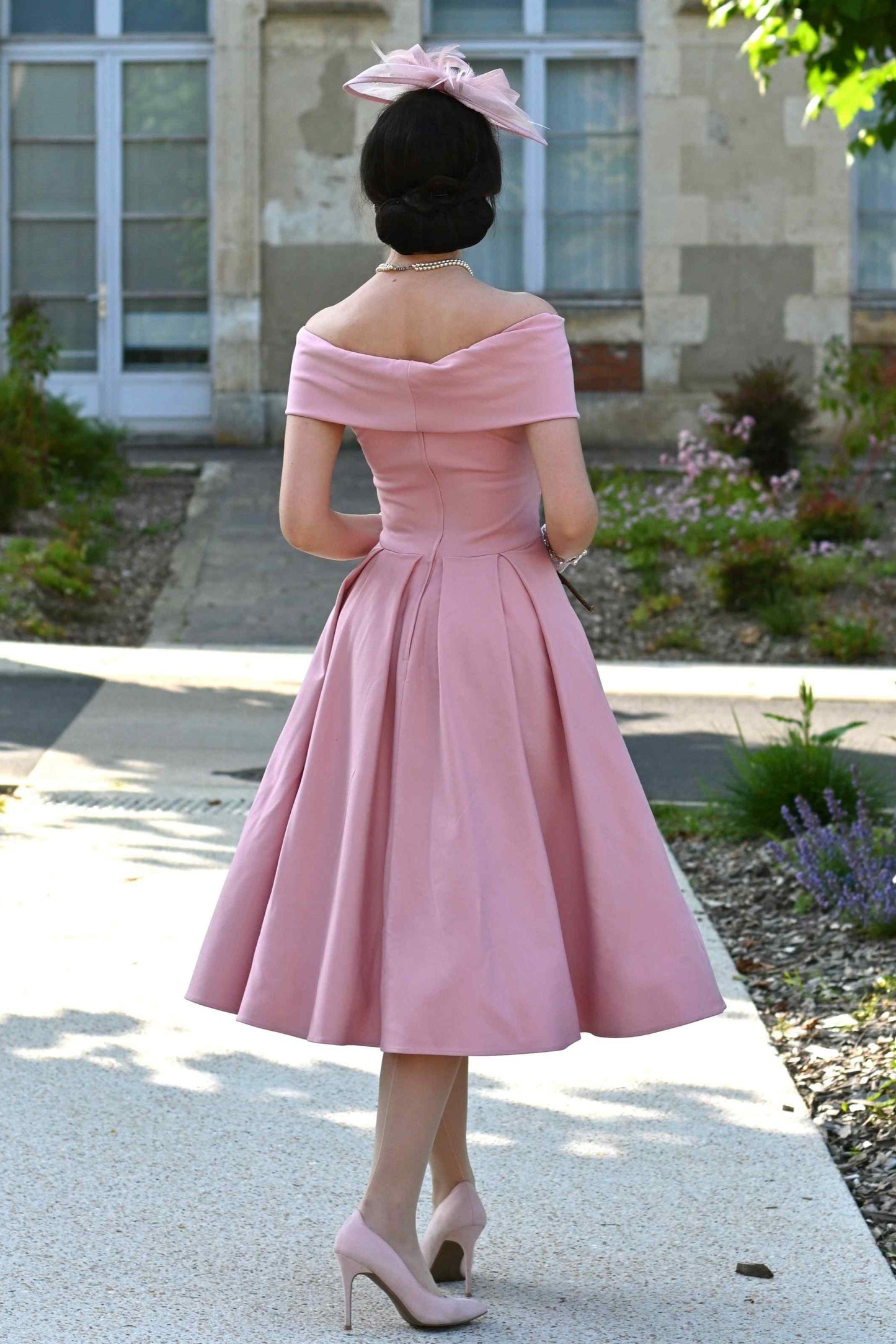 Beverly Blush Pink Off Shoulder Dress