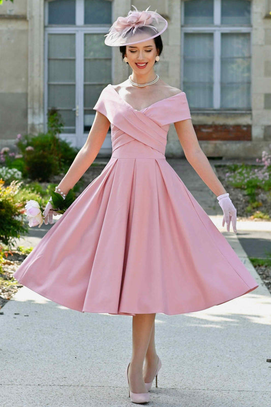 Beverly Blush Pink Off Shoulder Dress