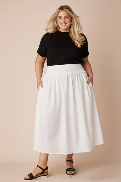 Brooke Midi A-Line Skirt White - Pre Order