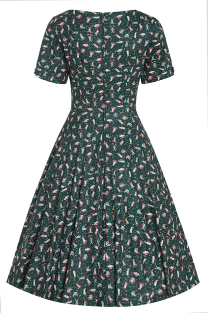 Brenda Bunny Green Flared Dress