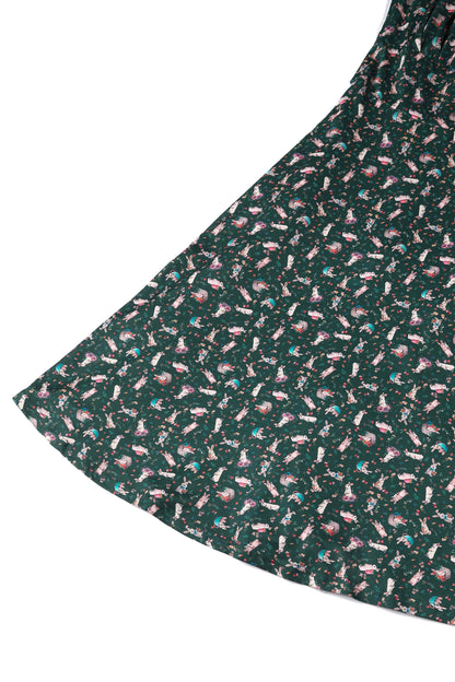 Brenda Bunny Green Flared Dress
