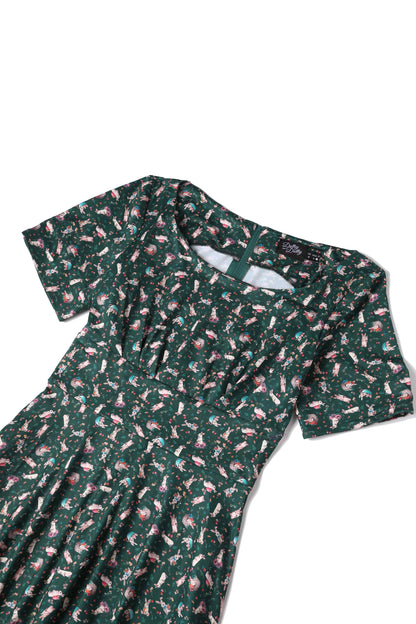 Brenda Bunny Green Flared Dress