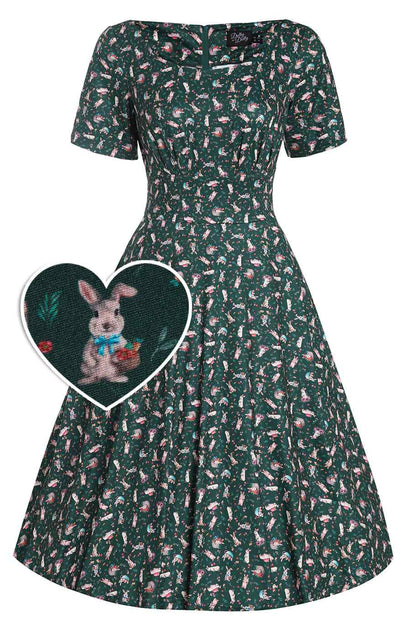 Brenda Bunny Green Flared Dress