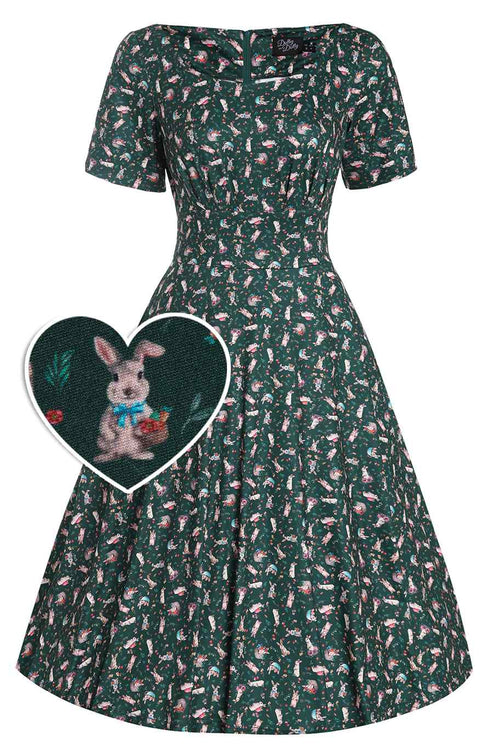 Brenda Bunny Green Flared Dress