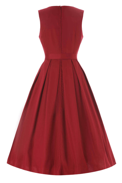 Helen Burgundy Cotton Midi Dress