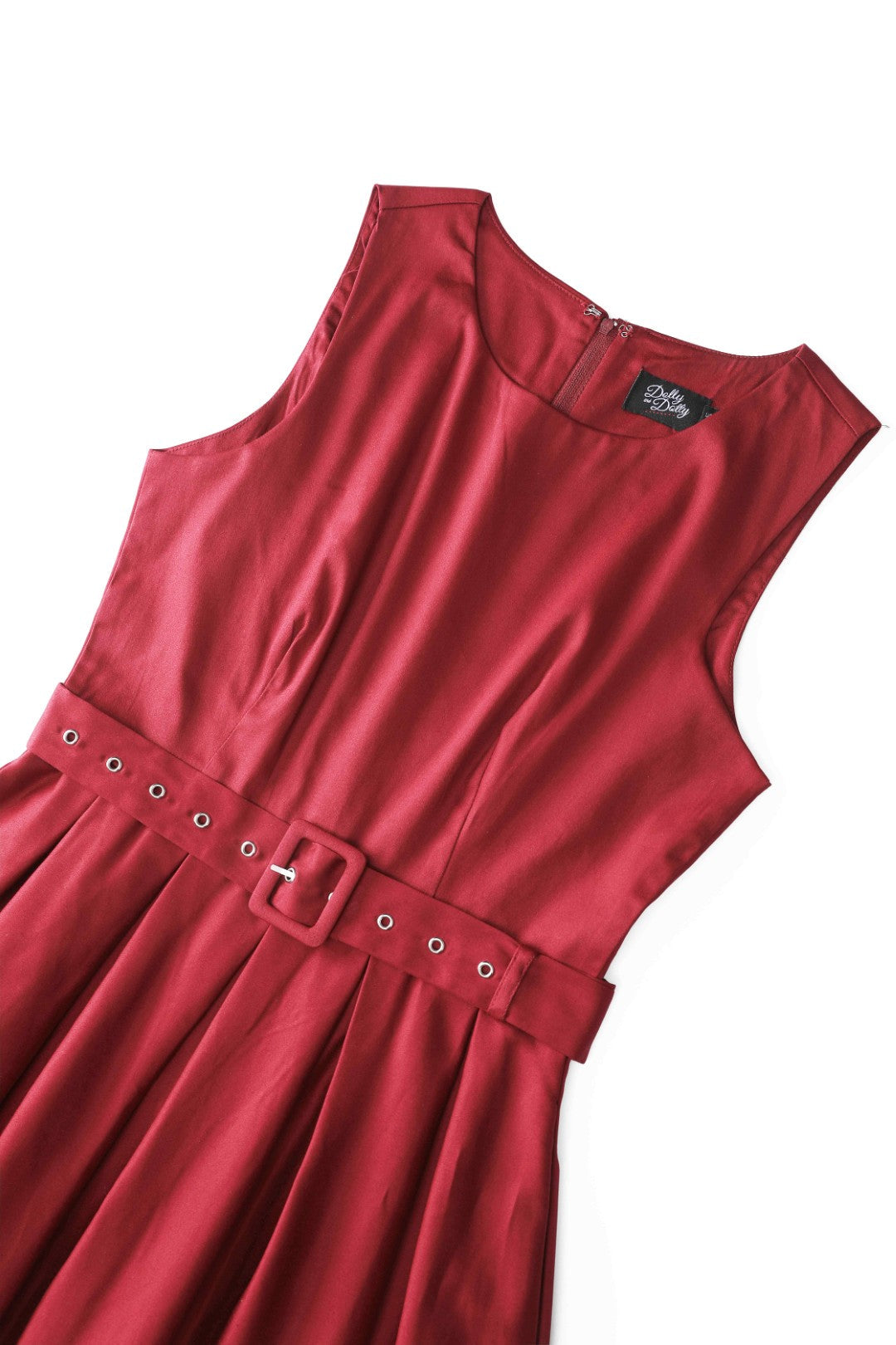 Helen Burgundy Cotton Midi Dress