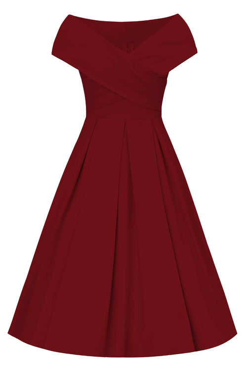 Beverly Burgundy Red Off Shoulder Dress