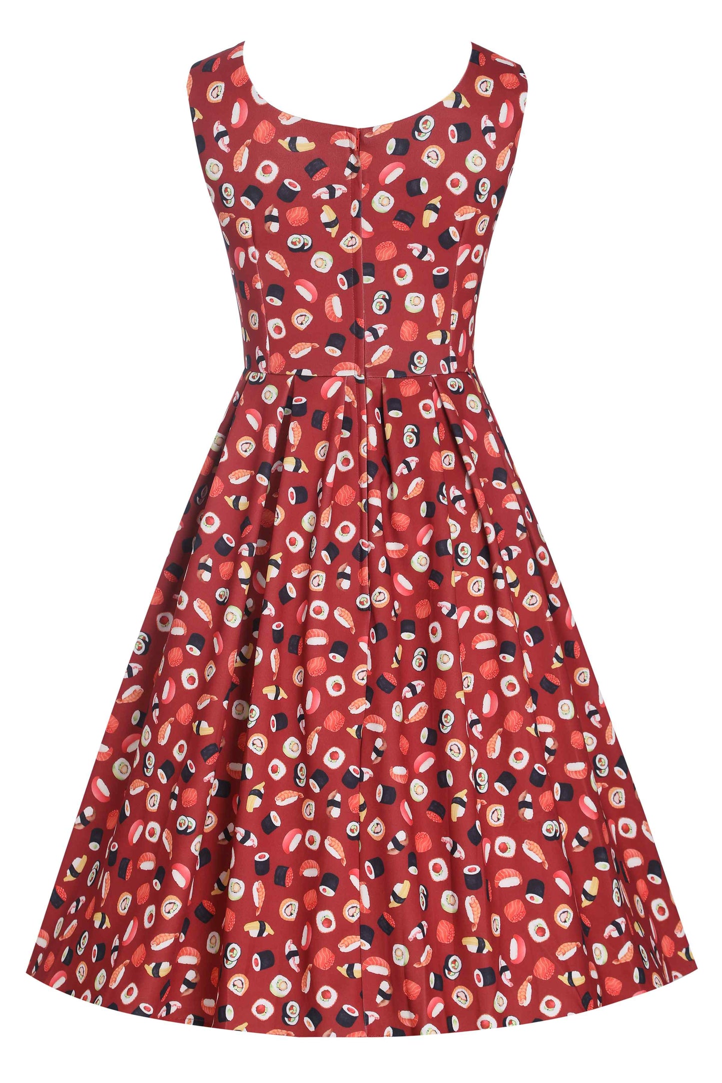 Amanda Burgundy Red Sushi Print Swing Dress