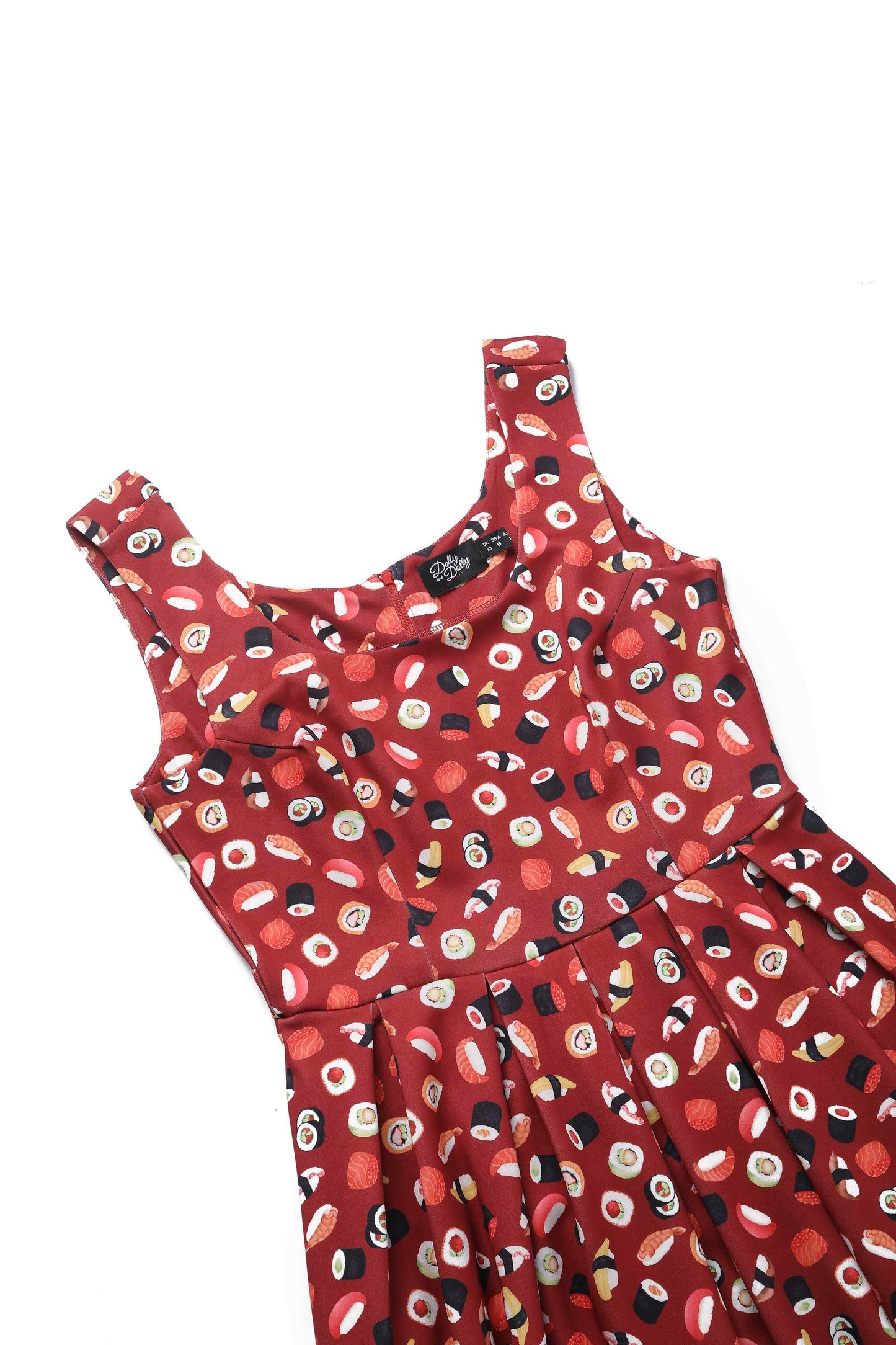 Amanda Burgundy Red Sushi Print Swing Dress