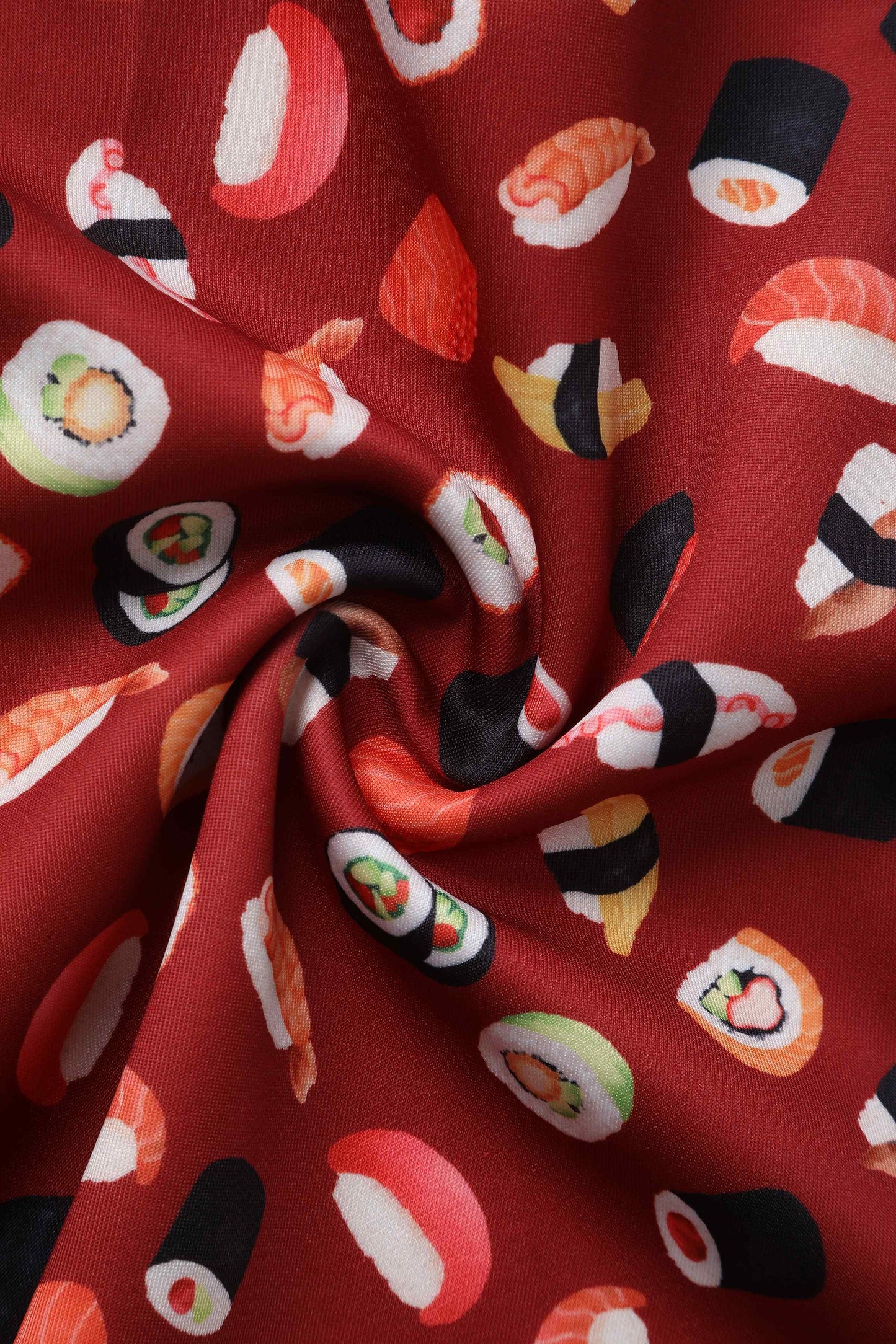 Amanda Burgundy Red Sushi Print Swing Dress