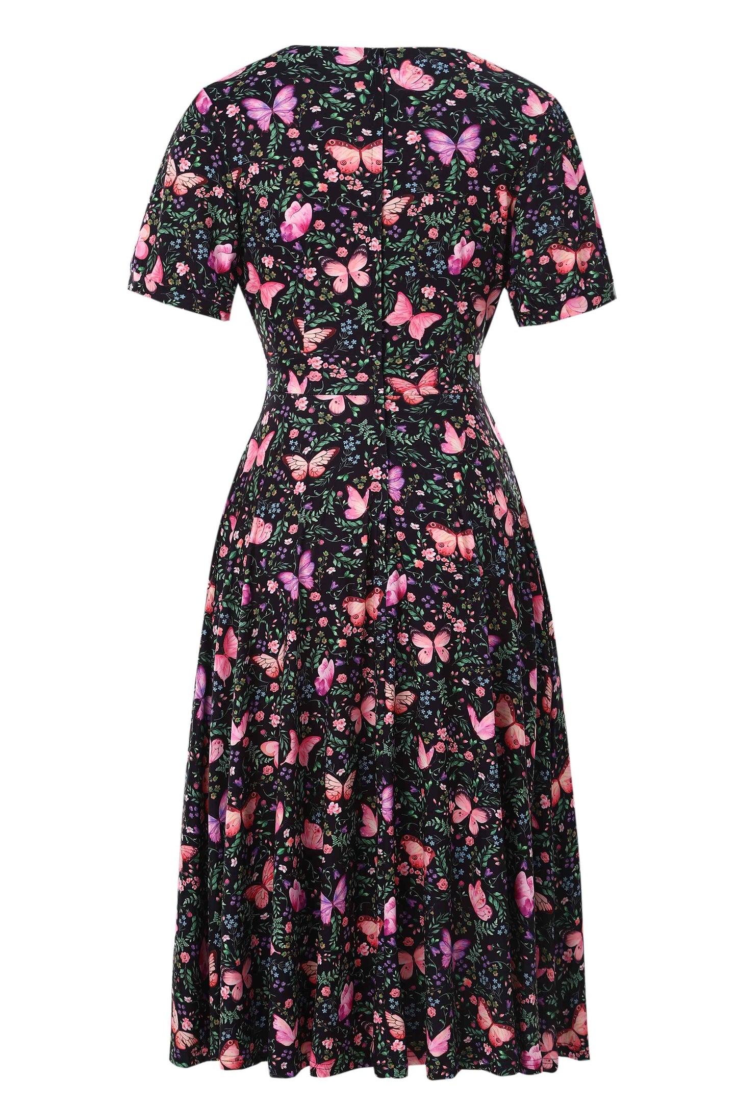 Julia Butterfly Garden Midi Dress In Black