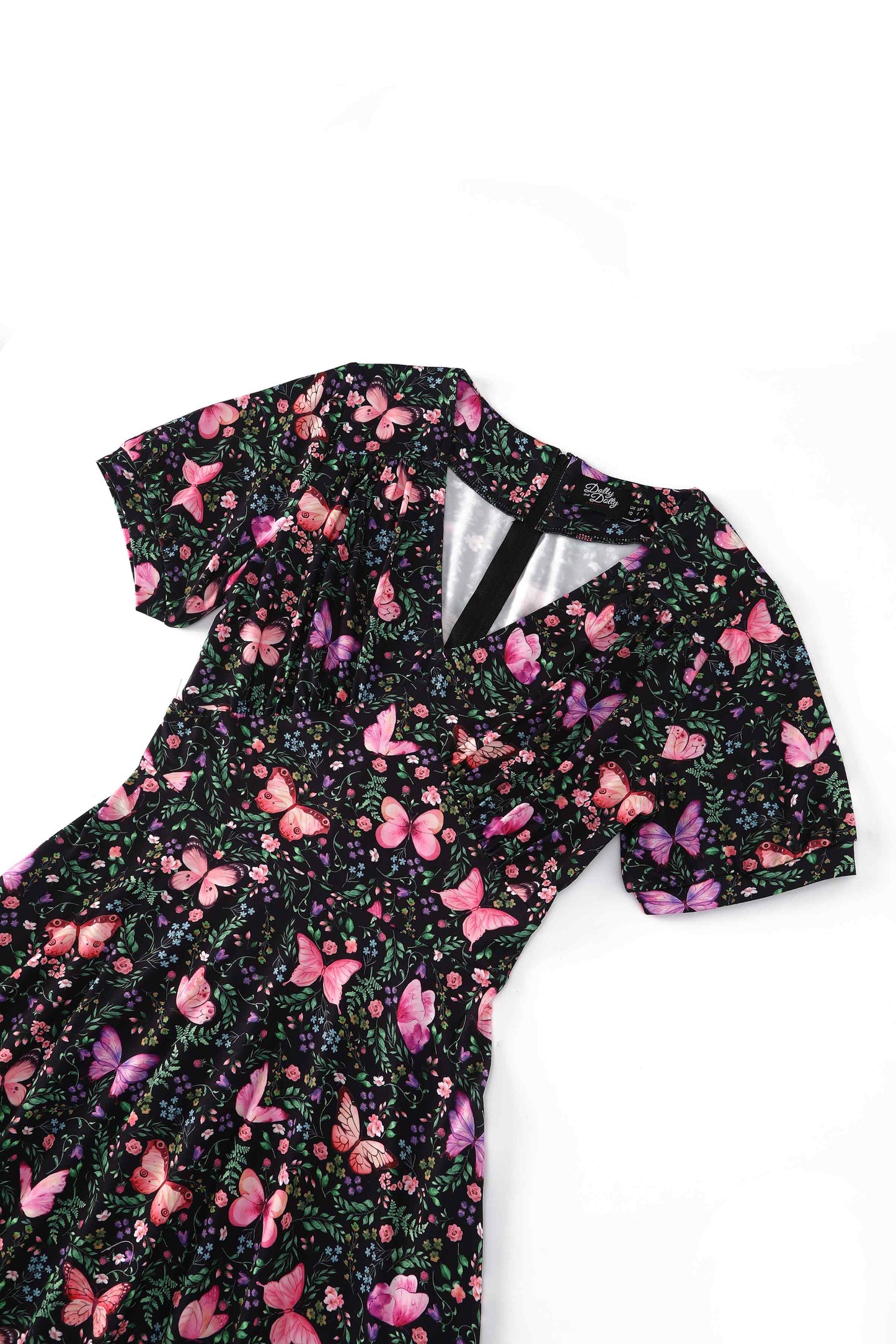 Julia Butterfly Garden Midi Dress In Black