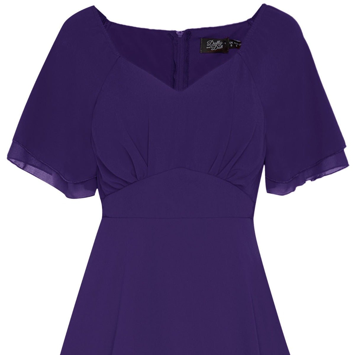 Meredith Comfortable Flattering Floaty Chiffon Dress in Purple